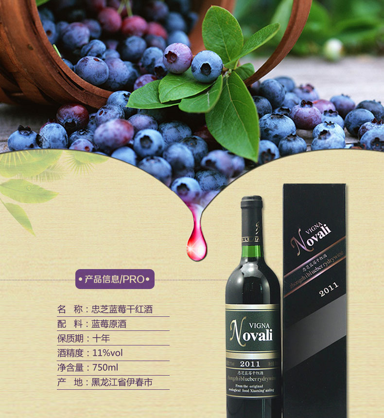 忠芝-蓝莓干红酒 750ml 蓝莓原酒 干红