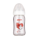 贝亲 Disney“自然实感”宽口径玻璃彩绘奶瓶160ml配SS奶嘴（大白-爱心）AA136 玻璃奶瓶 母婴