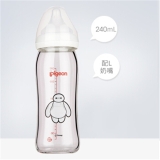 贝亲Disney“自然实感”宽口径 玻璃彩绘奶瓶 240ml 配L奶嘴（大白-经典）AA151 玻璃奶瓶 母婴
